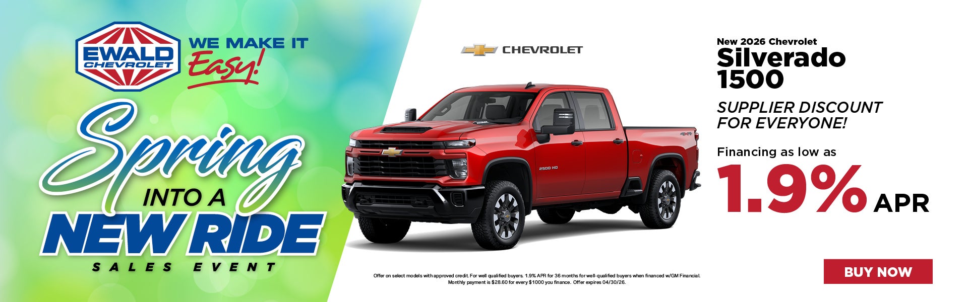 2026 Chevrolet Silverado 1500 1.9% APR