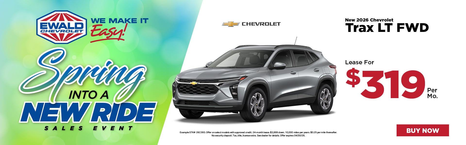 2026 Chevrolet Trax LT Lease $319 per mo