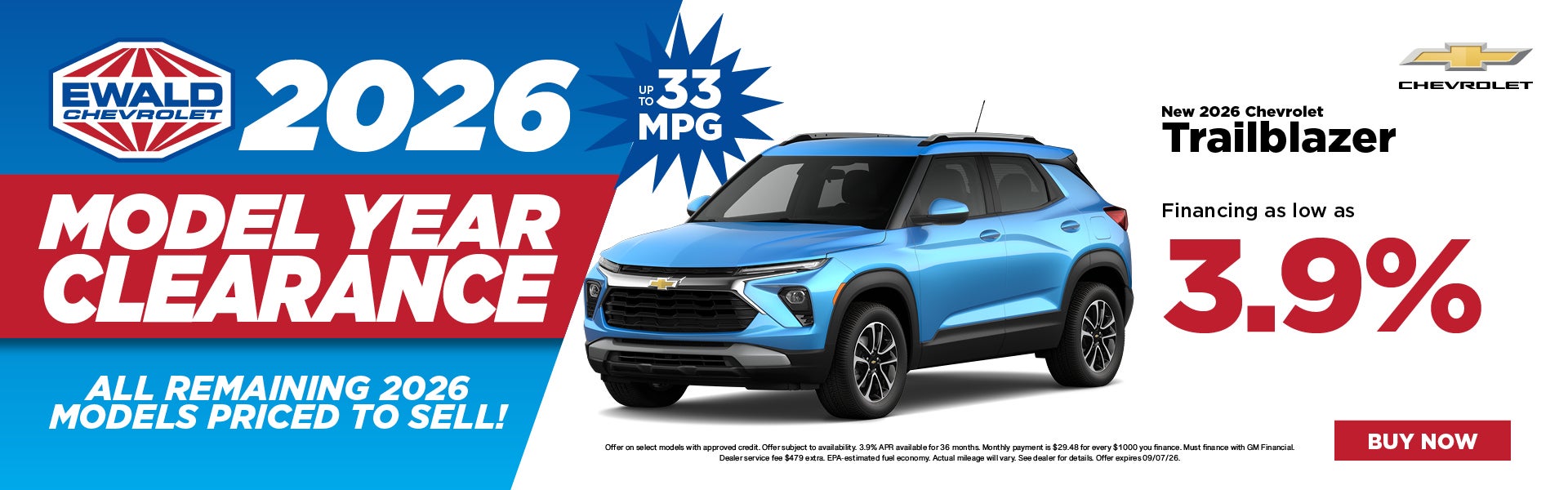 2026 Chevy Trailblazer 3.9% APR