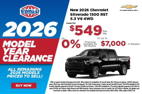 2026 Chevy Silverado 0% APR for 60 or lease for $549