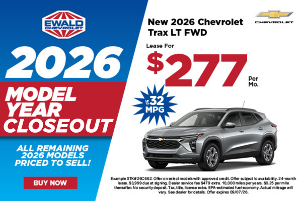 2026 Chevy Trax LT Lease for $277