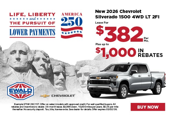 2026 Chevy Silverado 1500 4WD Lease for $382