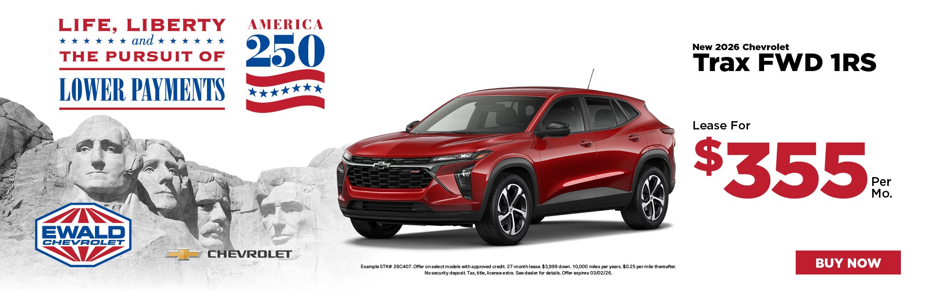 3036 Chevy Trax FWD 1RS Lease for $355