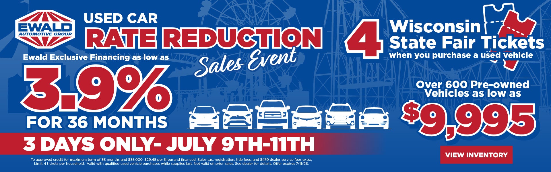 Used Car Sales Event: 3.9% APR & 4 State Fair Tix