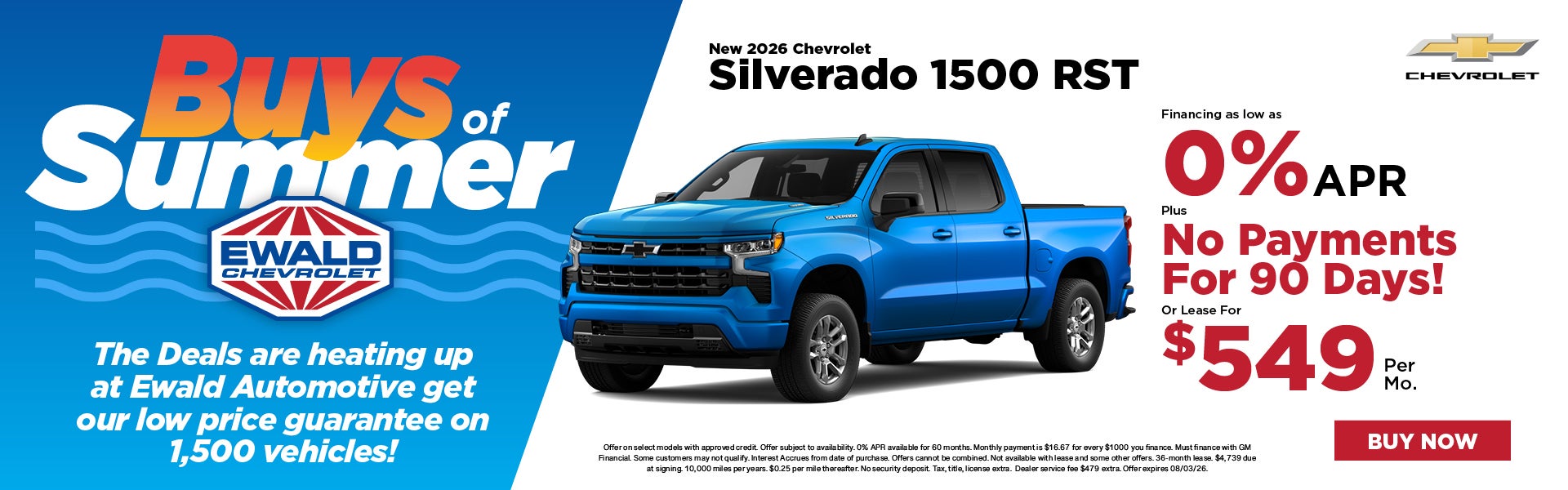 2026 Silverado 0% APR or Lease for $549