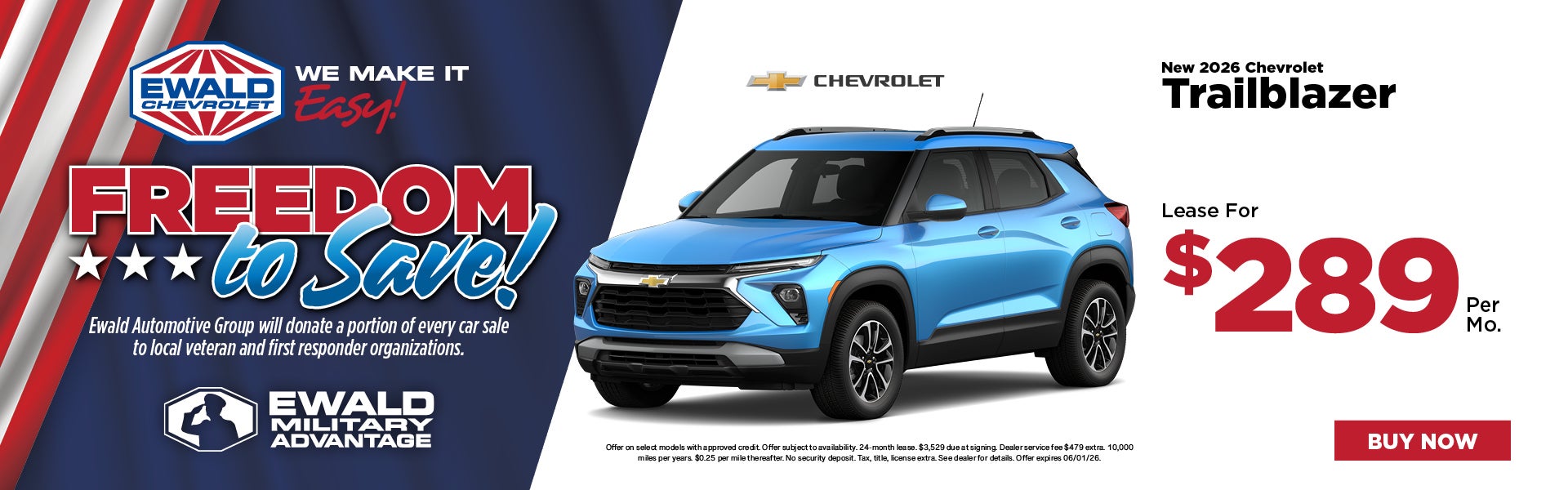 2026 Chevrolet Trailblazer Lease for $289 Per Mo