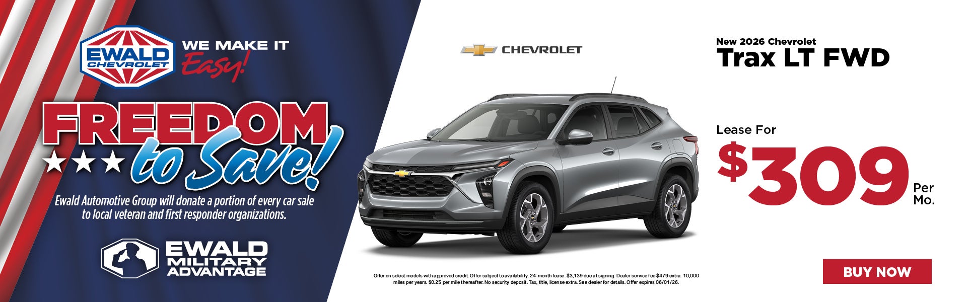 2026 Chevrolet Trax LT FWD Lease $309 Per Mo