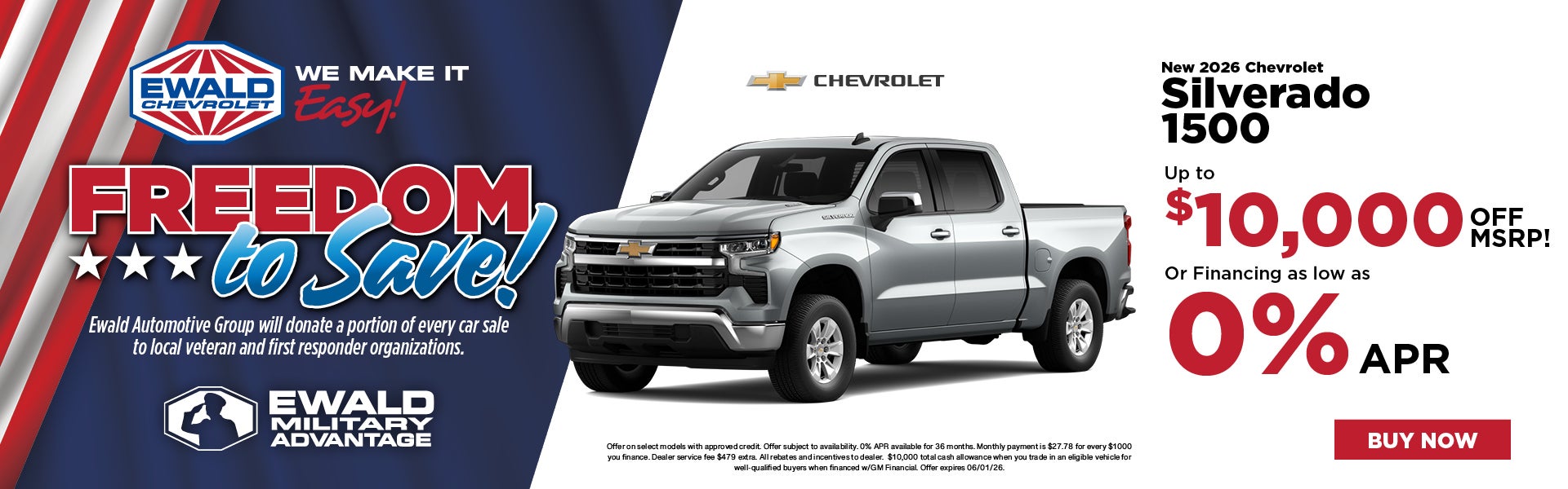2026 Chevy Silverado 1500 up to 10k off MSRP or 0% APR