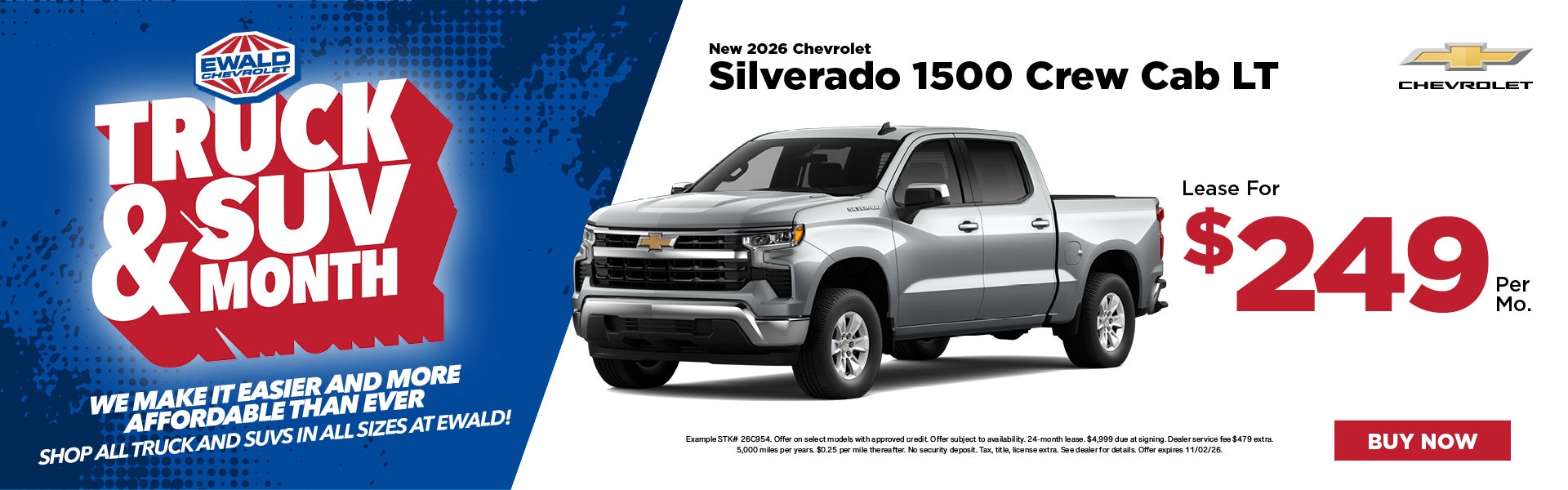 2026 Chevy Silverado 1500 Lease $249 