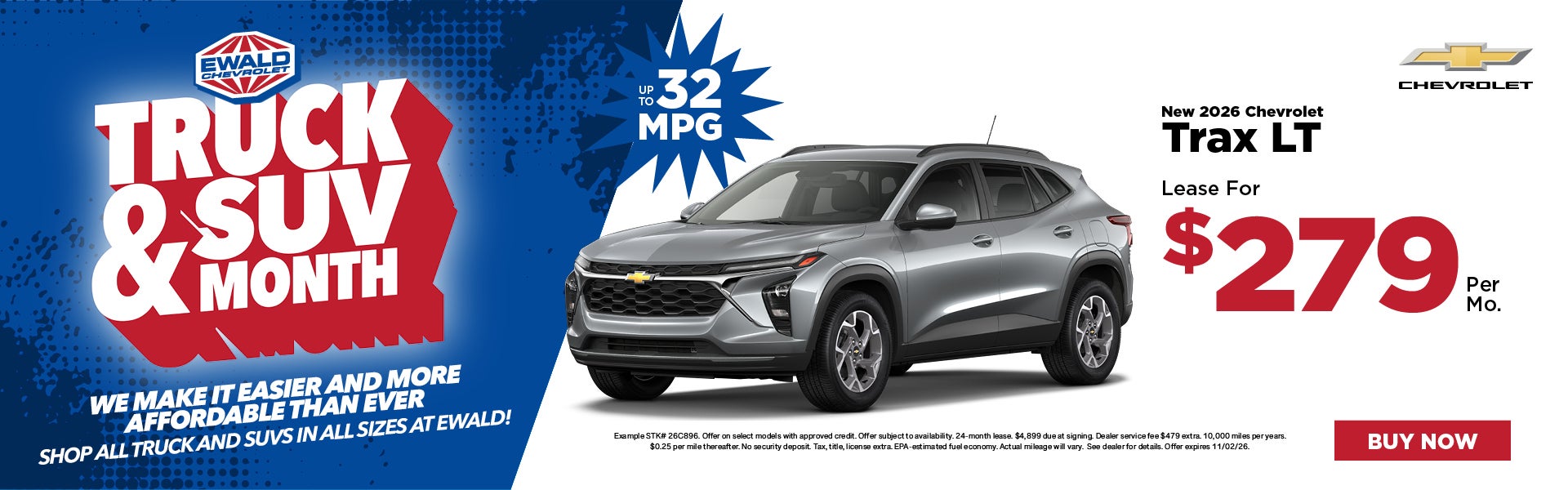 2026 Chevy Trax Lease $279