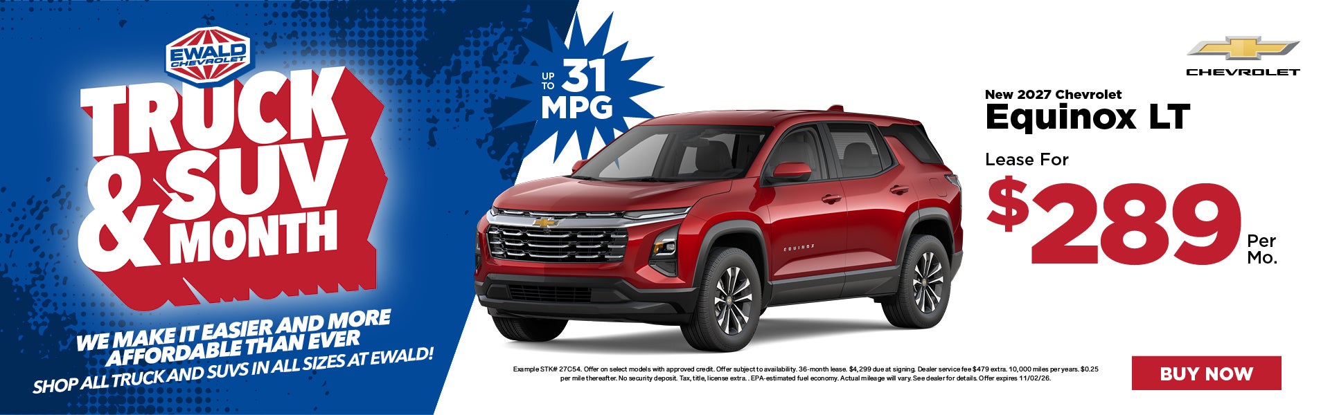 2027 Chevy Equinox Lease $289